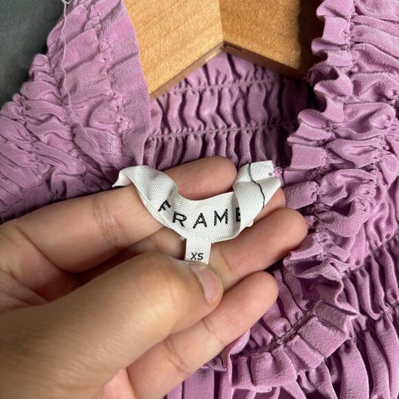 Frame Smocked Sleeveless Silk Blouse Lilac Size XS - Picture 4 of 4